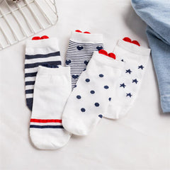 5 Pairs Heart Pattern Ankle Socks Women's Stockings