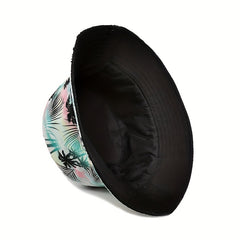 Coconut Tree Print Bucket Hat Double sided Casual Vacation Sun Hat