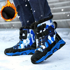 Boy's High Top Snow Boots Warm Fleece Cozy Non slip Boots