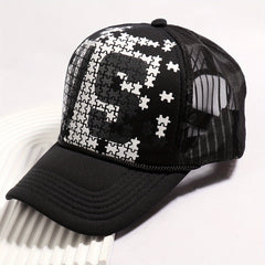 3D Puzzle Print Baseball Cap Mesh Trucker Hat Adjustable Sports Dad Hat