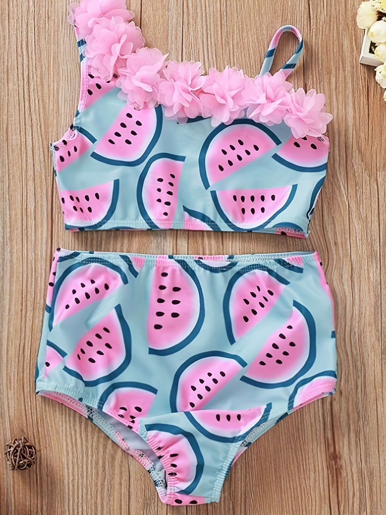Watermelon Print Swinsuit Kid's Crop Top & Shorts