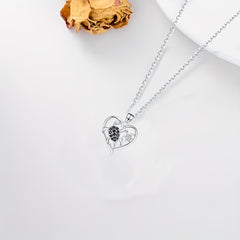 Mother Child Turtle Rhinestone Heart Pendant Necklace