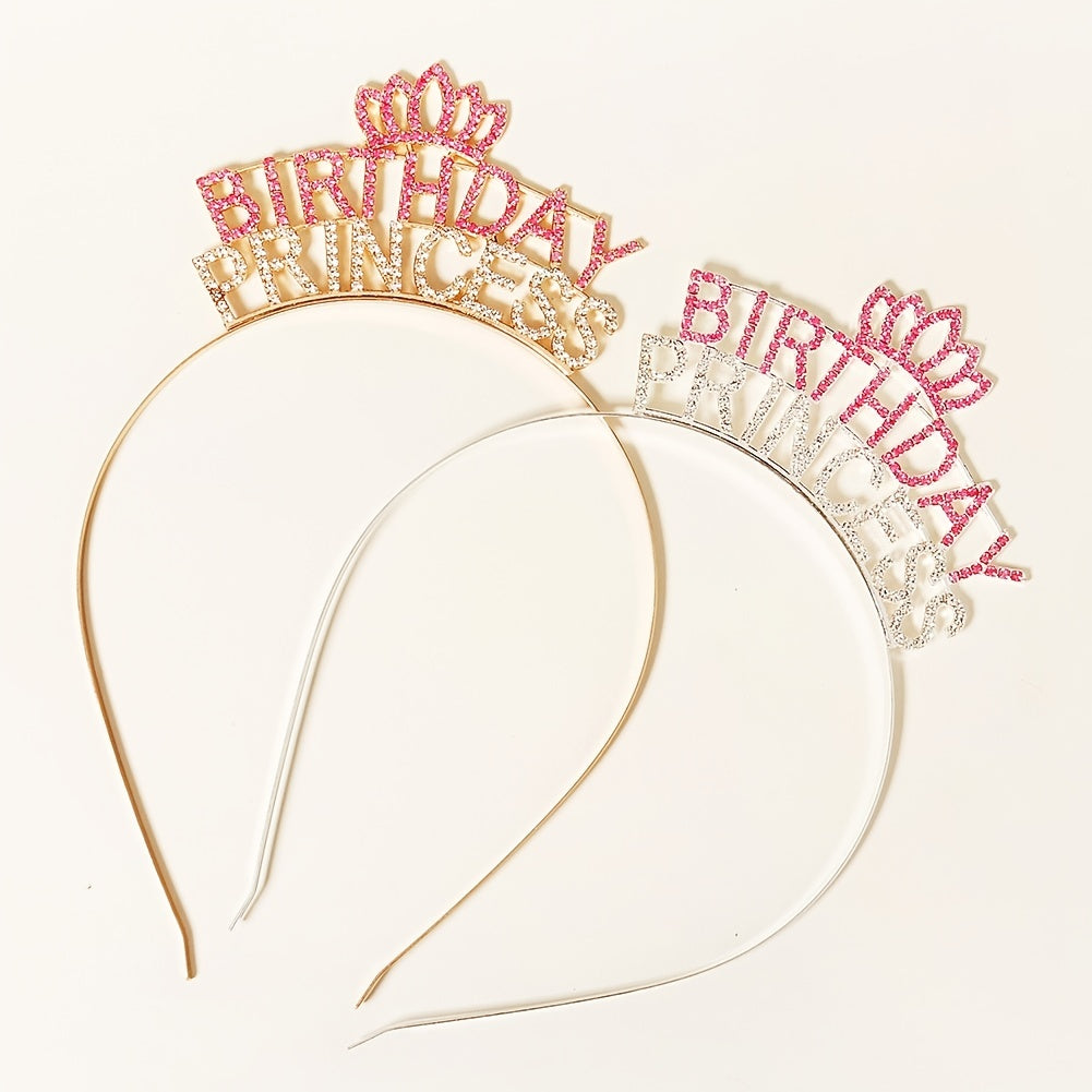 Golden Rhinestone Princess Headband Birthday Hair Band