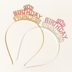Golden Rhinestone Princess Headband Birthday Hair Band
