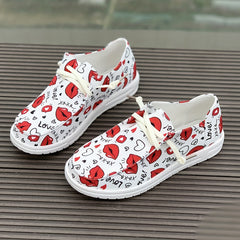 Women's Skateboard Shoes Lips Hearts Lace up Canvas