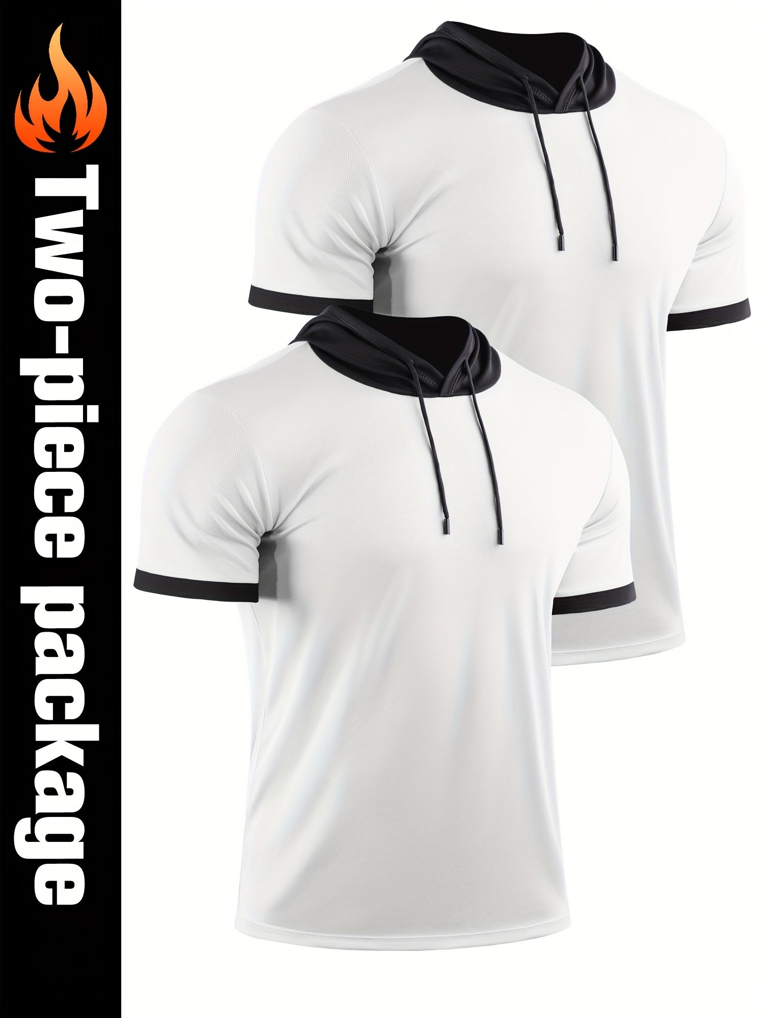 Men Hooded T shirt Active Stretch Moisture Wicking Hooded Top