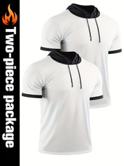 Men Hooded T shirt Active Stretch Moisture Wicking Hooded Top