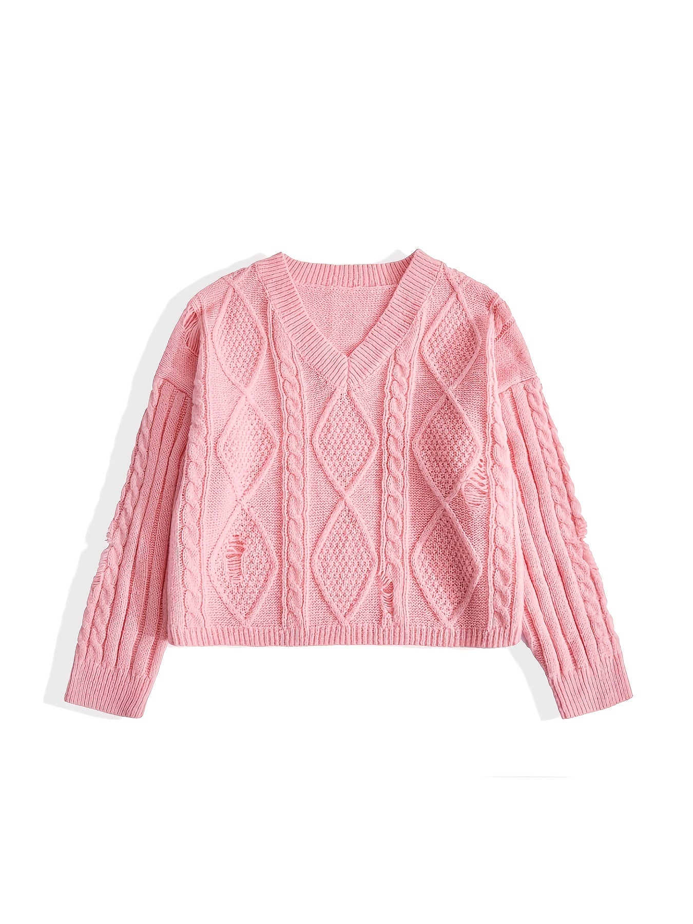V Neck Long Sleeve Pullover Sweater