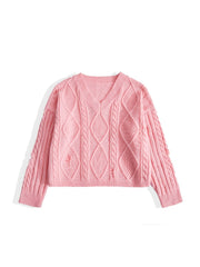 V Neck Long Sleeve Pullover Sweater