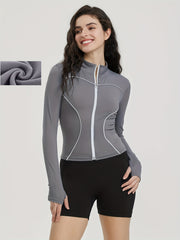 Fleece Lined Long Sleeve Yoga Jacket High Stretch