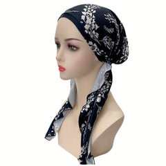 Floral Print Head Wraps Soft Turban Casual Bonnet Ramadan Head Scarf