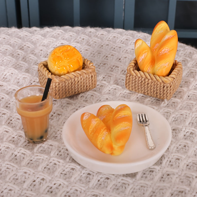 Mini Bread Basket Dollhouse Playset Tools for DIY Scenes