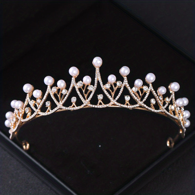Golden Rhinestone Crown Hairband for Bridal Wedding Party Favor