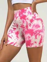 Tie Dye Yoga Shorts High Waist Fitness Running Workout Sports Shorts