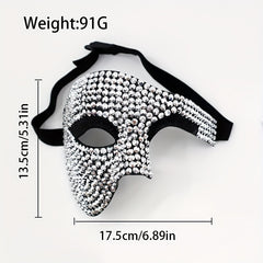 Men's Rhinestone Half Face Mask Halloween Party Dress Up Adornment