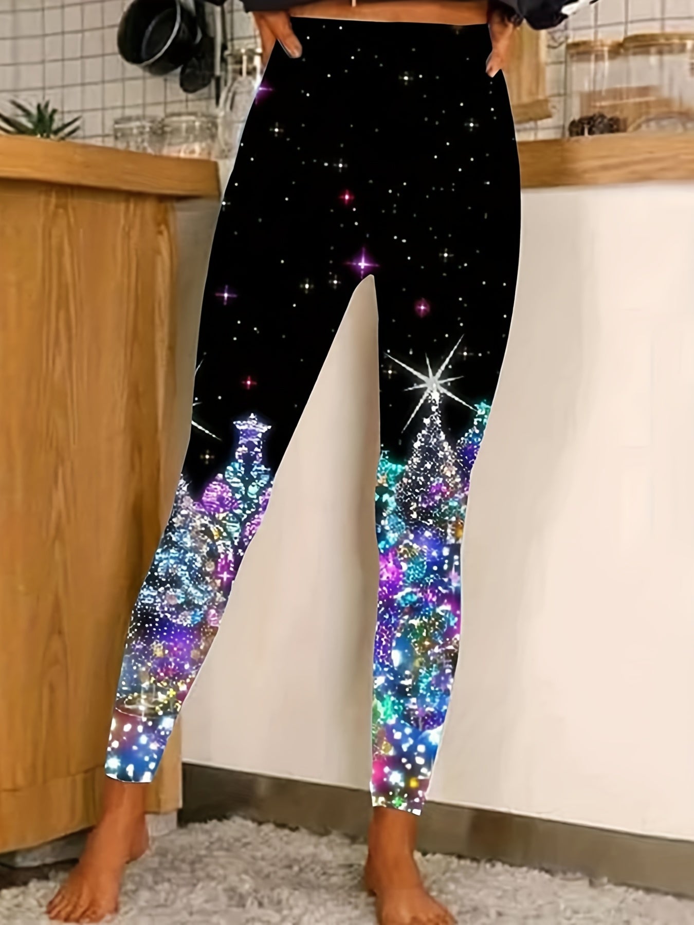 Casual Leggings Women's Plus Graphic Print Skinny Leggings