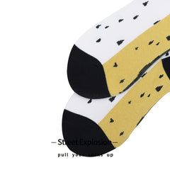Men's Retro Striped Mid Tube Socks for Training Running Cycling
