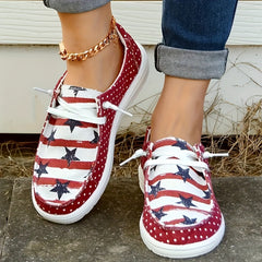 Polka Dot Lace-Up Slip On Flat Sneakers Lightweight Comfortable Shoes