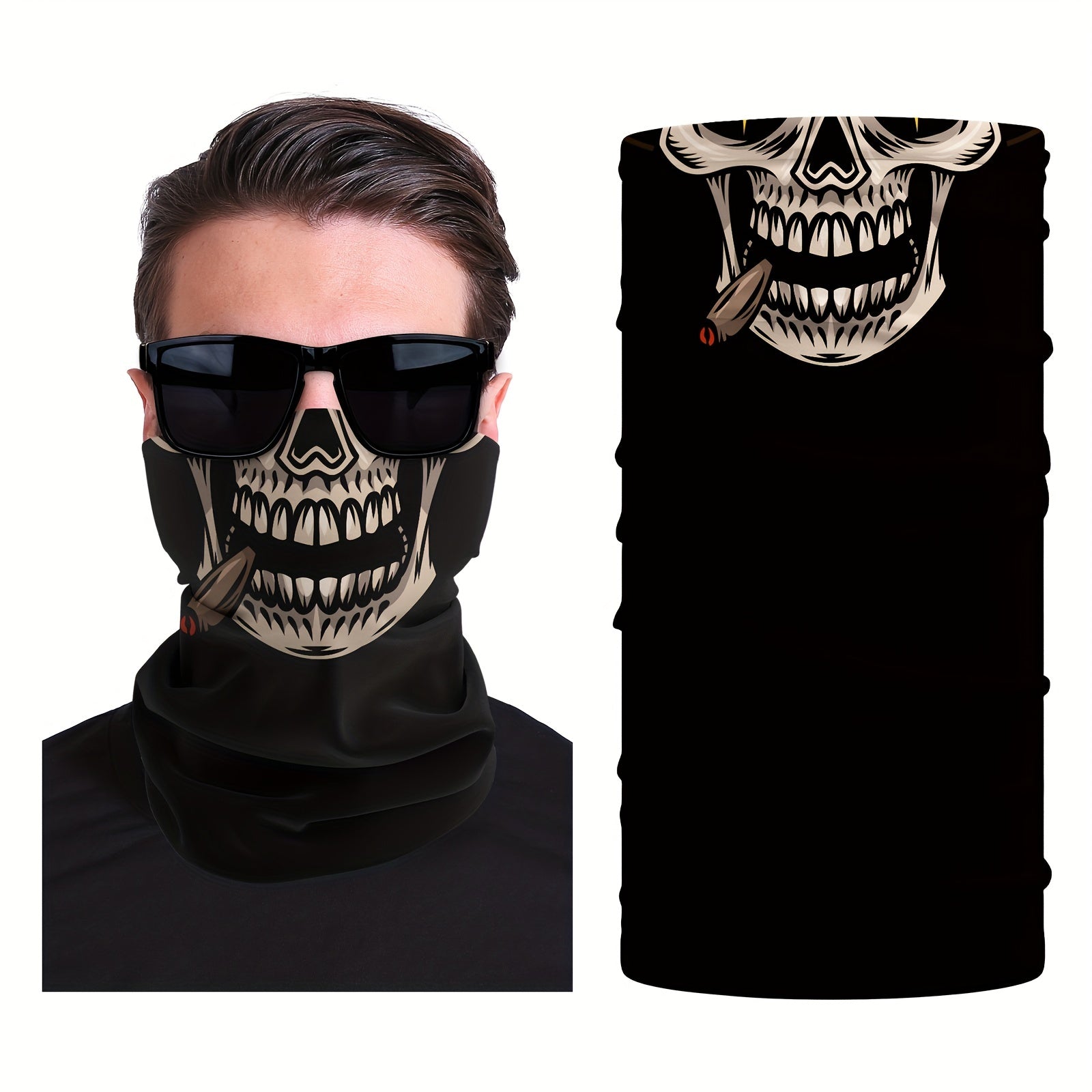 Skull Half Face Mask UV Resistant Neck Cover