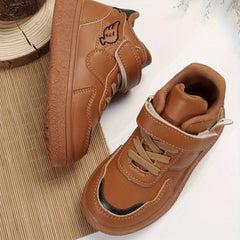 Boy's Solid Skate Shoes Hook And Loop Fastener Breathable Sneakers
