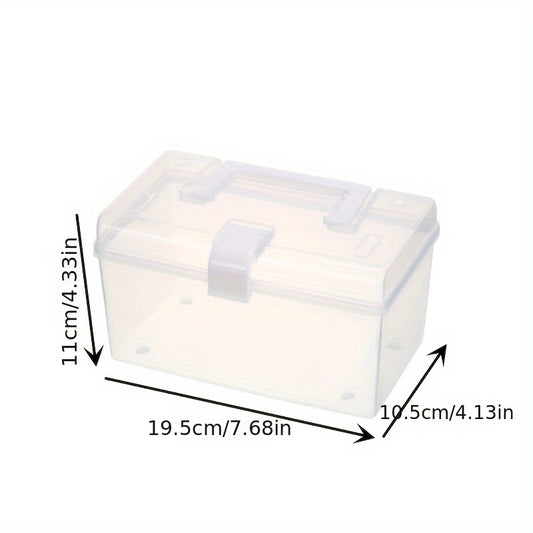 1PC Portable Storage Box Transparent Plastic Box With Lid Desktop Miscellaneous