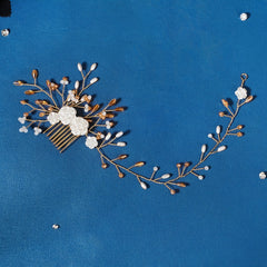 Golden Faux Pearl Flower Hair Comb Party Favor Decorations