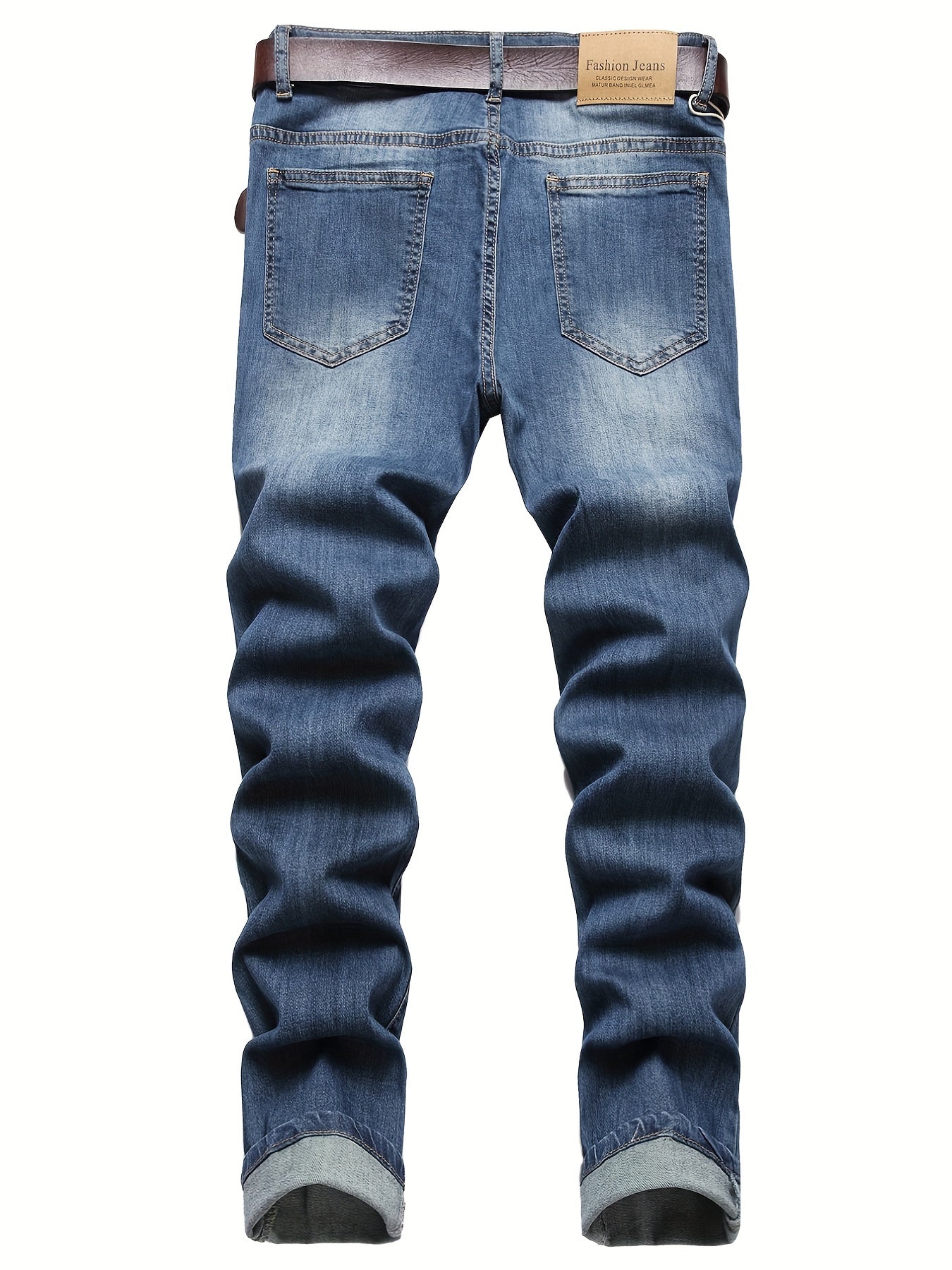 Mens Slim Fit Ripped Jeans Street Style Stretch Denim Pants