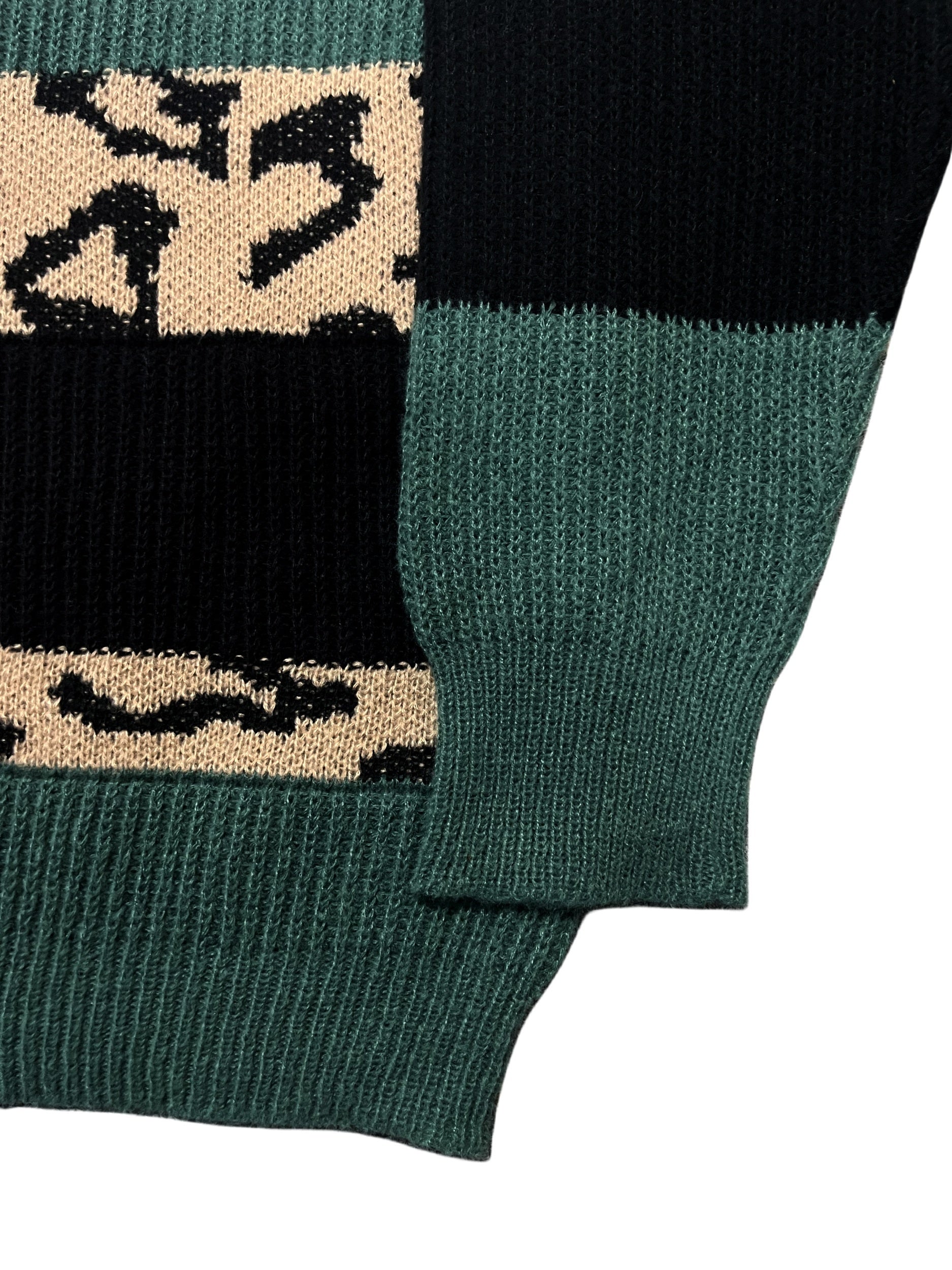 Colorblock Leopard V Neck Sweater