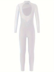 Girls Long Sleeve Turtleneck Jumpsuit for Gymnastics