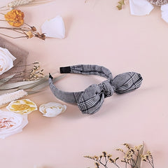 Wide Grey Bow Headband Solid Striped Print Hair Band Girls Hair Accessories