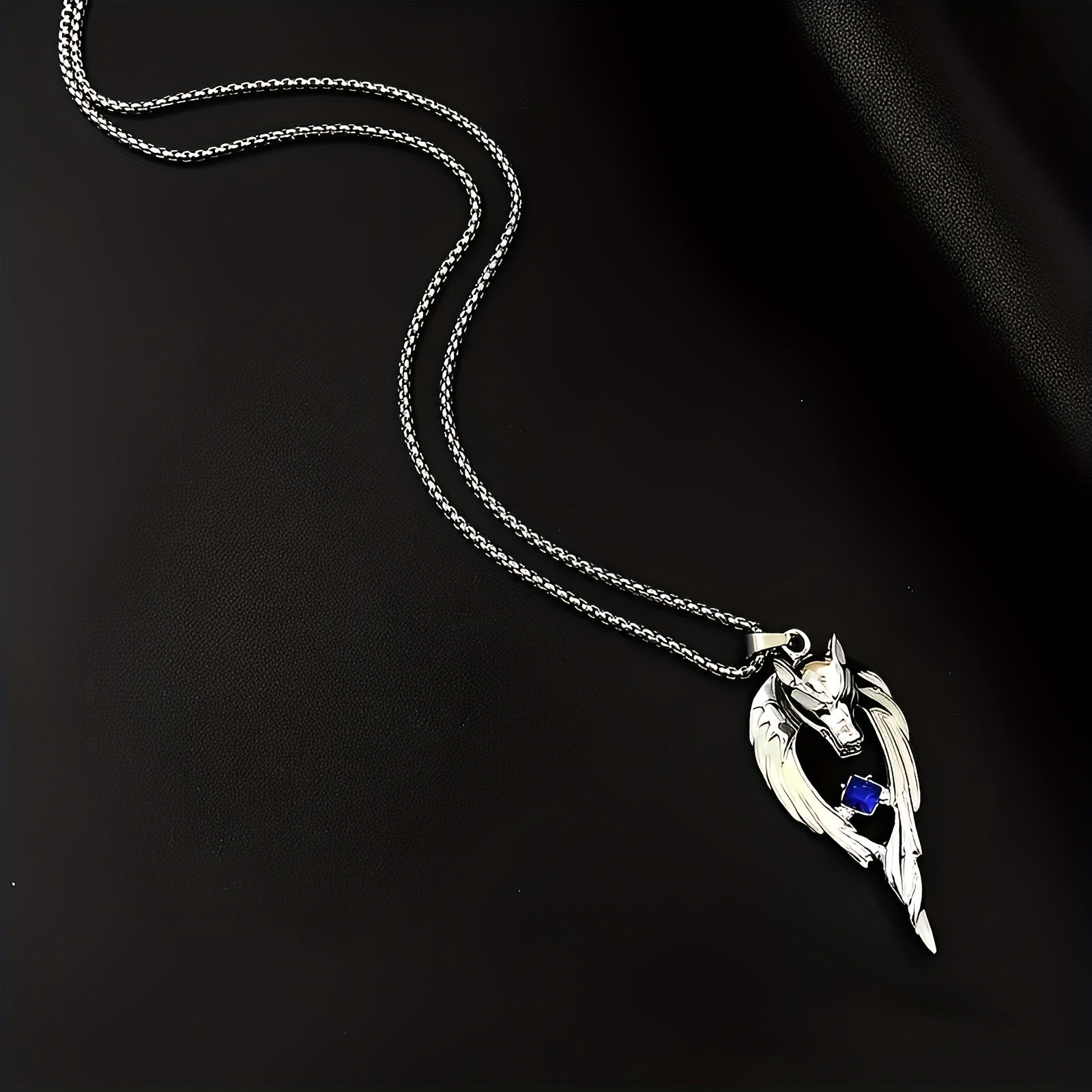 Night Glow Wolf Necklace Pendant Stainless Steel Animal Totem Jewelry