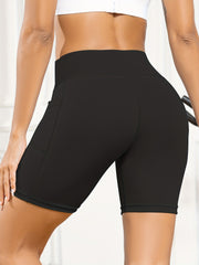 High Waisted Seamless Yoga Biker Shorts with Phone Pocket
