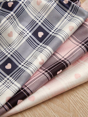 Heart Print Sleep Bottoms Plaid Elastic Waistband Shorts