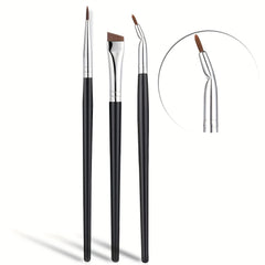 Fine Angled Eyeliner Brush Set Precision Gel Eye Makeup 3 Pieces