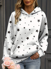 Stars Print Kangaroo Pocket Hoodie Casual Sweatshirt