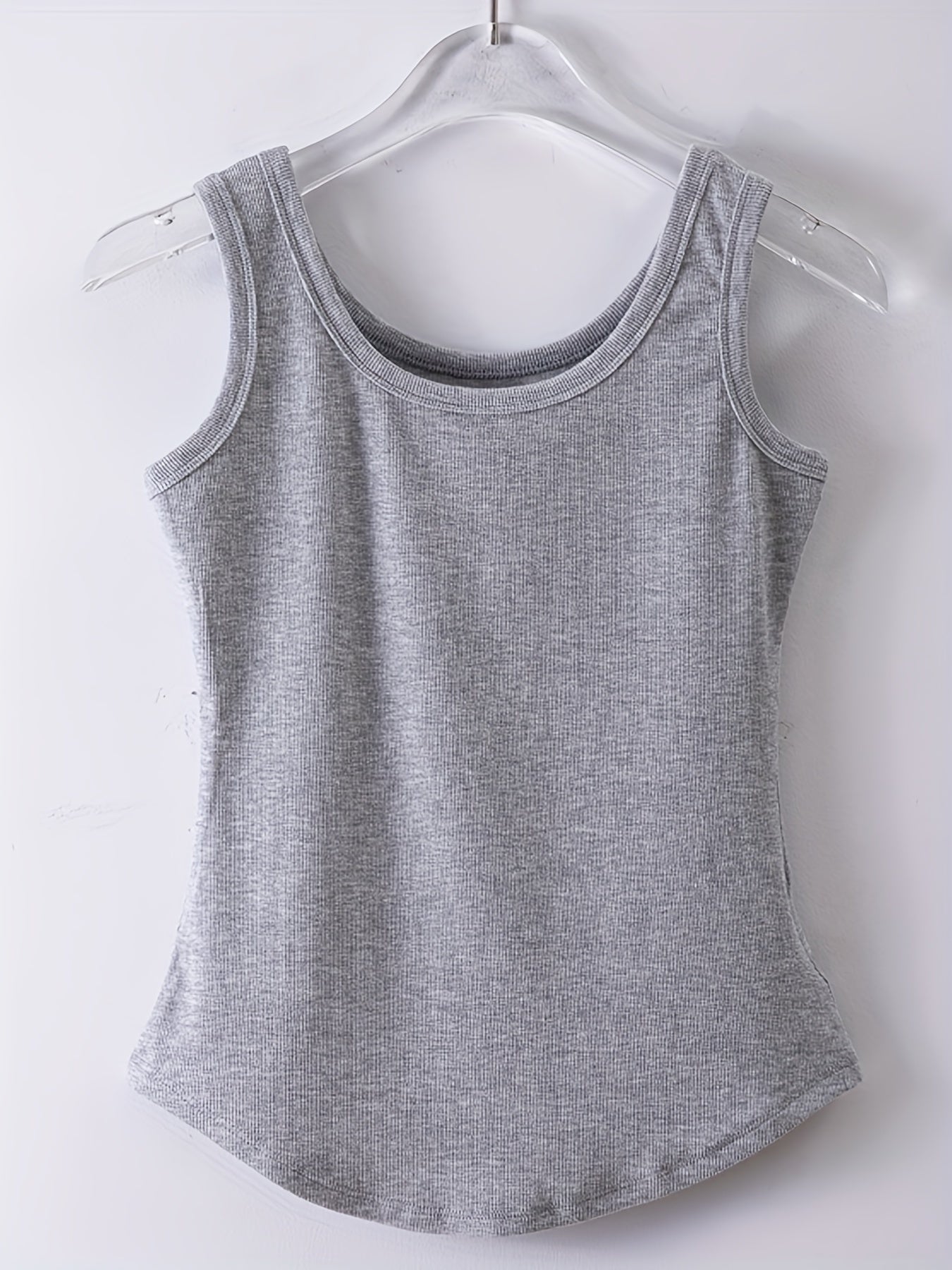 Slim Tank Top Solid Crew Neck Sleeveless Casual Summer Women's Clothing