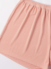Ribbed Cami Top & Shorts & Tee Lounge 3 Piece Set