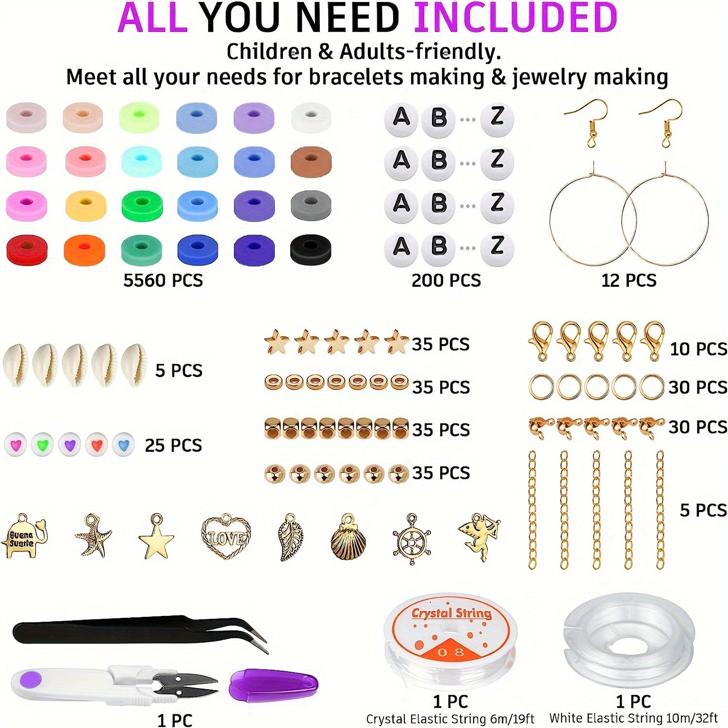 6000pcs Clay Beads Set 24 Colors Polymer Beads