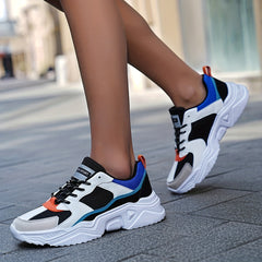 Women's Thick Bottom Running Shoes Soft Sole Athletic Lace Up Sneakers
