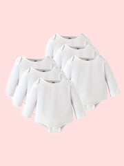 6pcs Baby Girls Triangle Bodysuits Cotton Long Sleeve Rompers