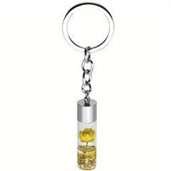 Plant Dried Flower Keychain Glass Bottle Backpack Car Pendant