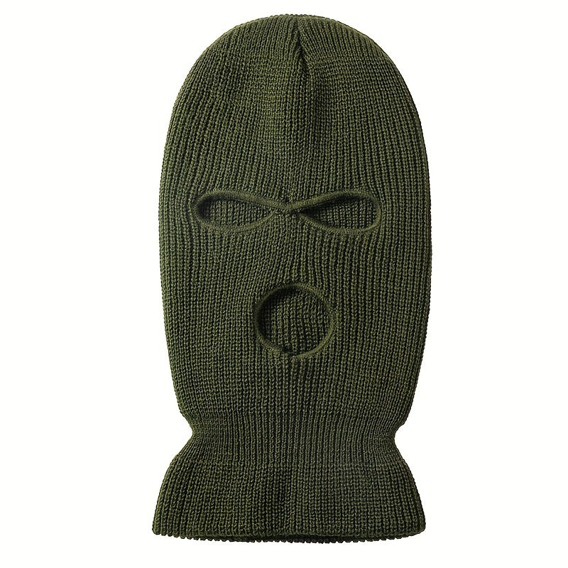Funny 3-Hole Ski Mask Woolen Knitted Winter Hat