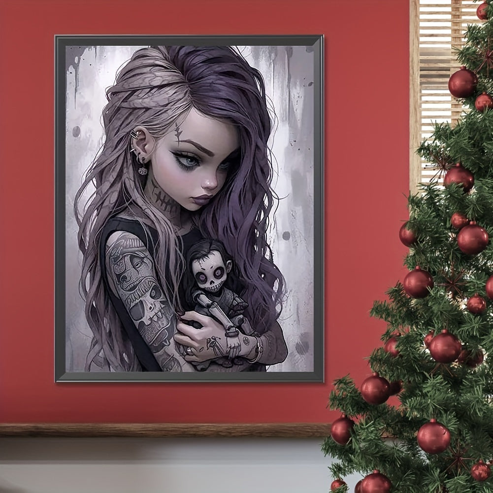 Gothic Girl 5D Diamond Painting Set for Adults, DIY Full Embroidery Painting