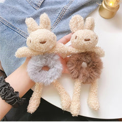 2pcs Girls Plush Rabbit Hair Tie Hair Ring Scrunchie Hair Accessories