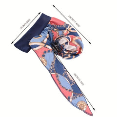 Flower Chain Print Bonnet Long Hair Lace Up Head Scarf Boho Elastic Silk Bonnet
