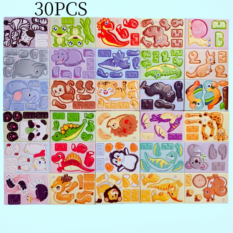 3030pcs Animal 3D Puzzle Educational Paper Jigsaw for Kids DIY Craft Kit