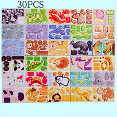 3030pcs Animal 3D Puzzle Educational Paper Jigsaw for Kids DIY Craft Kit