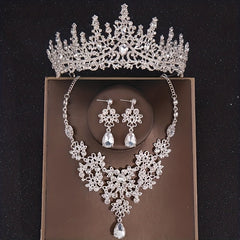Baroque Vintage Crystal Bridal Jewelry Sets Tiara Crown Earrings Necklace
