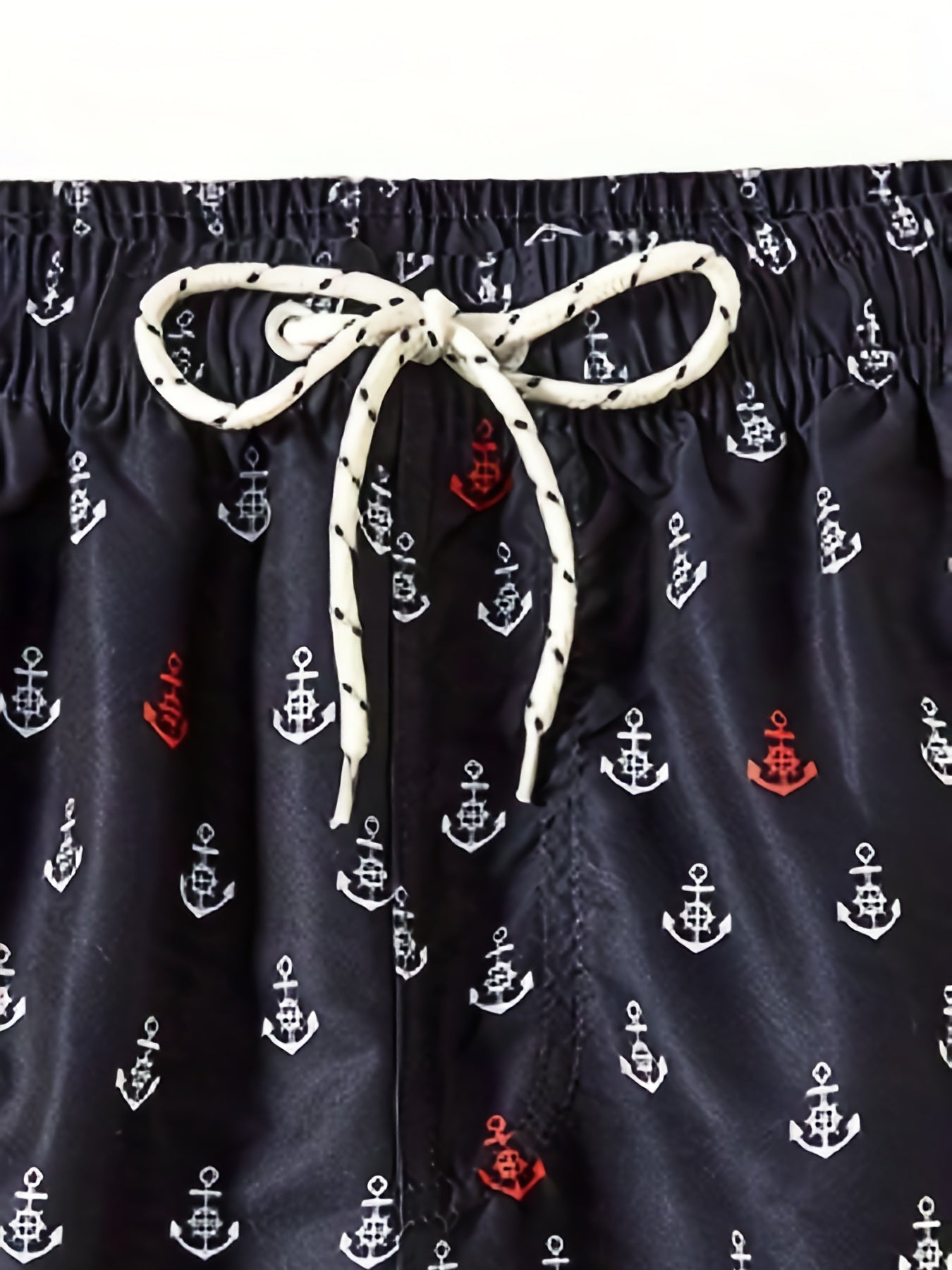 Boat Anchor Print Men's Swim Trunks Drawstring Board Shorts