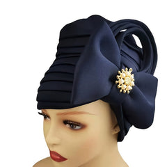 Faux Pearl Alloy Turban Cap Bow Bandana Hijab Hair Accessories